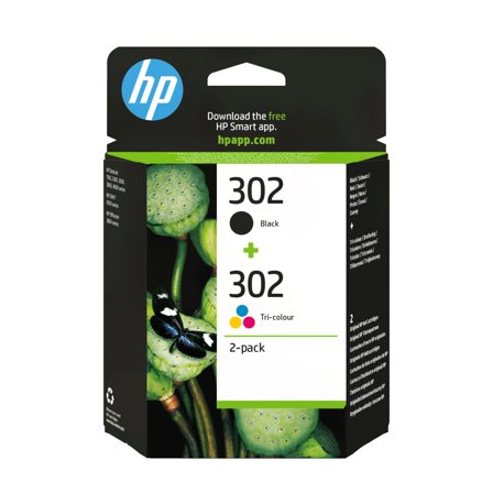 HP 302 - 2-pack - svart, farge (cyan, magenta, gul) - original - blekkpatron