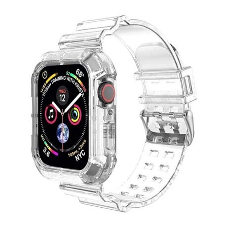 Apple Watch 42/44/45 mm stødsikker og gennemsigtigt armbånd