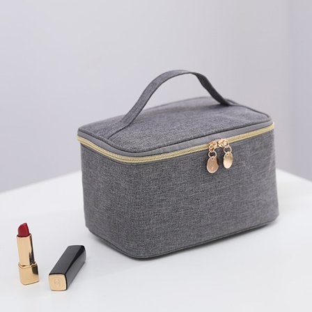 Firkant grå 20,5*14*13cm/0,16KG Dame Fløyel Kosmetikkveske Reise Håndvaskveske Fløyel Kosmetikk Oppbevaringsveske
