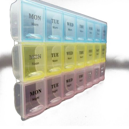 21-Fack Dosett Medicinask Veckoask Medicinlåda
