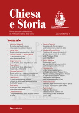 Chiesa e storia. Rivista dell'Associazione Italiana dei Professori di Storia della Chiesa. Vol. 14