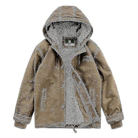 Hettejakke for menn i tykt fleece, varm vinterjakke