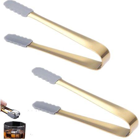 2 stk Serveringstenger Kjøkkentenger, Rustfritt Stål Istang Matlagingstang Silikon Sukkerbitstang Sklisikker Is Serveringsklype for Is Sukkerbiter