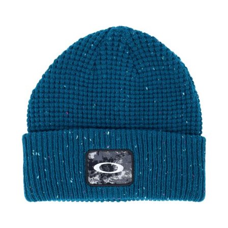 Oakley - Blå cuff Beanie - Ellipse Patch Waffle Beanie New Balsam Cuff @ Hatstore