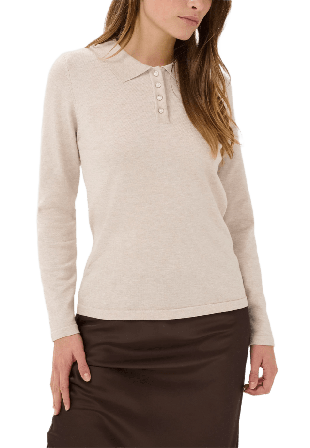 Saint Tropez JilaSZ Deco Polo Pullover Stickat Dam Grå L