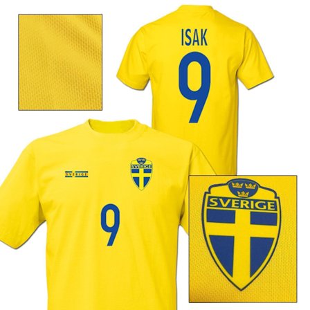 Sverige stil fotbollströja med Isak 9 tryck t-shirt