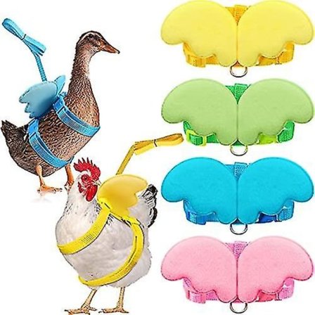 4 kpl Lemmikki-Ankka Ulkoilma Kävelyvaljaat Hihna, Kana Kanat Valjaat, Säädettävät Ulkoilmaharjoitteluvetohihnat Kanalle Hanhelle