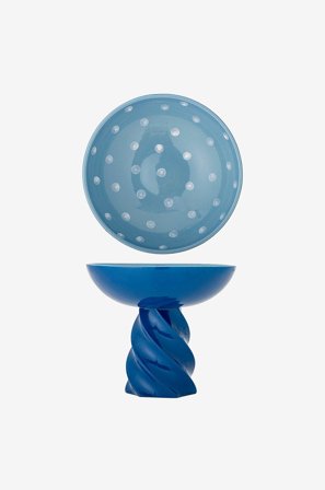 Bloomingville - Riley Skål med piedestal - Blå - Serveringsfade - Fra Homeroom