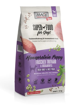 Mac's Mono Super Food for Puppies 3kg Kalkun - Valpefôr
