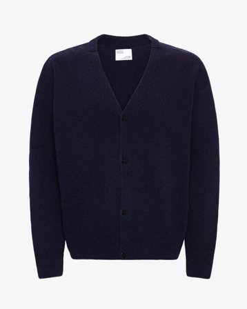 Merino Wool V-Neck Cardigan - Navy Blue - Male - XS