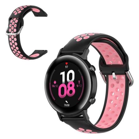 20mm Universal tofarvet silikoneurrem - Sort / Pink Pink