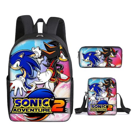 3pcs/set Sonic The Hedgehog Anime Backpack Water Resistant School Satchel Pencil Bag Messenger Bag
