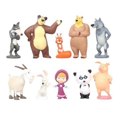 10 Pack Masha and bear figures (3-6CM)