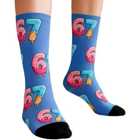 Jäätelö Six Seven emoji -sukat, uutuus Six Seven -nilkkasukat, sopivat joululahjoiksi pojille ja tytöille.