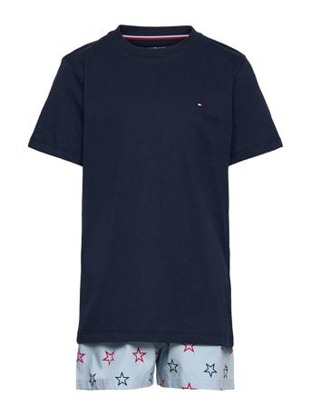 Ss Short Set Woven Print Blue Tommy Hilfiger