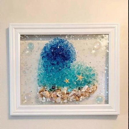 Havglas Kunst Sæt, Havglas Kunst Sæt til Voksne, Harpiks Havglas Kunst Sæt, DIY Harpiks Strandkunst Sæt, Havglas Kunst Foto Ramme Gave