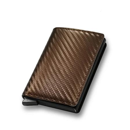 Kulfiber Kreditkort Holder Punge Mænd Rfid Sort Magisk Trifold Læder Slank Mini Tegnebog Lille Pengepose Mænd Taske Carbon Bronze