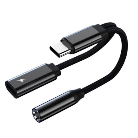 Dobbel Funksjon USB C Lyd- og Ladeadapter Type C til 3,5 mm Hodetelefon- og Ladeadapter HIFI Lydavspilling
