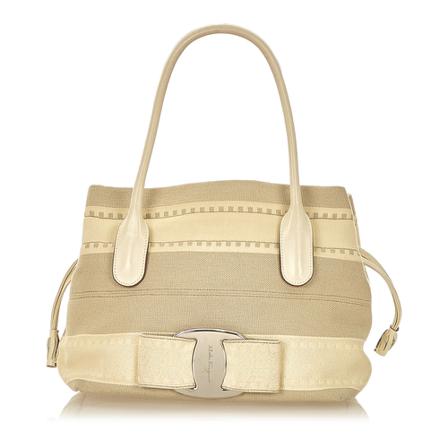 Salvatore Ferragamo Pre-owned, Vara canvas handtas Bruin, Dames, Maat:ONE Size