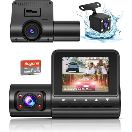 Dashkamera for biler, 4K Full HD Dash Cam foran og bak inni, Dashcam med nattsyn med gratis 32 GB SD-kort, innebygd sløyfeopptak-XF14-