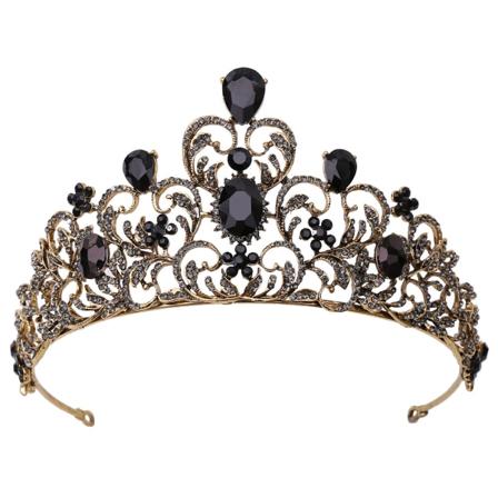 Elegant gotisk krone for jenter - Vintage barokk dronning tiara, svart