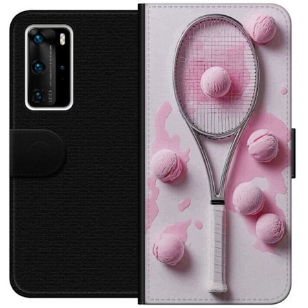 Kompatibel Tegnebogsetui til Huawei Huawei P40 Pro Rosa glaskugler og tennisketsjer i et kreativt stillbillede med legende popfølelse og moderne desi