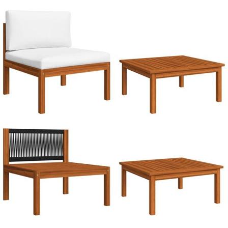 Vidaxl Loungeset För Trädgården Med Dynor 2 Delar Massivt Akacia Creme