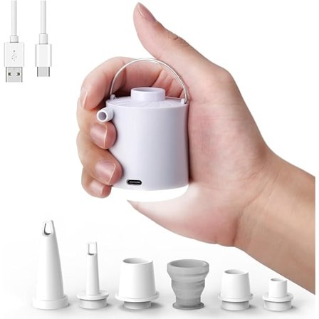 Elektrisk luft pumpe, genopladelig batteri luft pumpe med lampe, mini