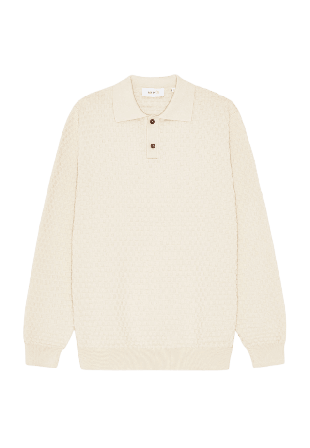 LES DEUX Billy Weave Knitted LS Polo Tröjor Herr Beige M
