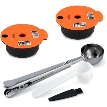 Gjenbrukbar Crema Kaffe Kapsel Filter for Kaffemaskin med Kaffeskje,A