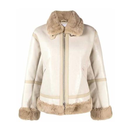 Stand Studio, Faux Fur & Shearling Jackets Beige, Dames, Maat:S