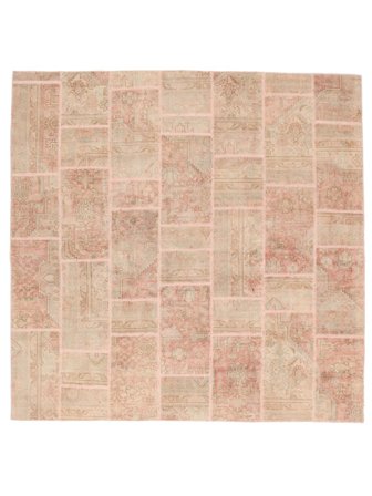 Patchwork Matta Modern Kvadratisk Brun/Orange (Ull, Persien/Iran)