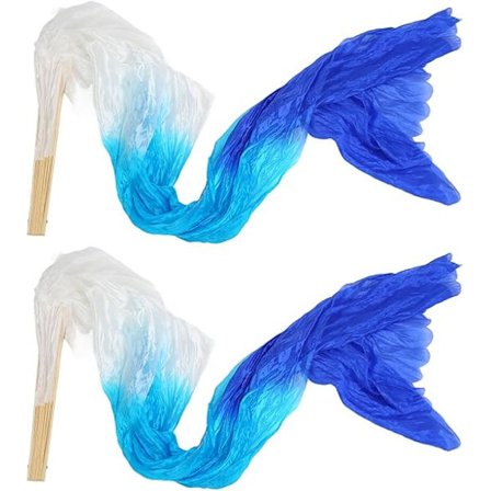 2 stk. håndlagde falske silke magedansvifte slør, magedans sammenleggbare lange vifter 150 cm lange, magedans bambus slør