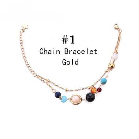 Universum Galaxy Eight Planet Solar System Natursten Energy Star Double Layer Beads Armband