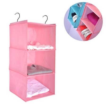 Garderoberarrangör med 3 fack, hopfällbar hängande hylla