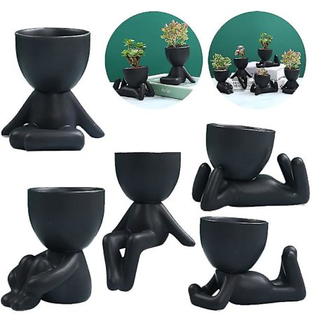 Mini-familie urtepotte Human Being Shape Keramisk Mini Desktop Pot til sukkulenter