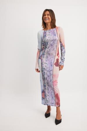 Larissa Mills x NA-KD Maxiklänning med multi-tryck - Festivalklänningar - Multicolor - XS (EU 32)