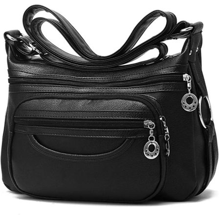 Kvinner Crossbody Bag, Cusual Multi-lommer PU Lær Håndveske Sho