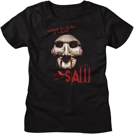 Såg film-tröja Jag vill spela ett spel Kortärmade dam-t-shirts Skräckfilms-T-shirts