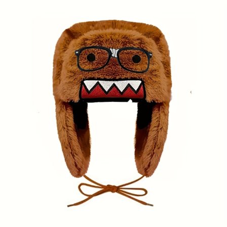 Broderte og trykte Domo-Kun Anime med briller - Søt pilotlue med snor for temafester