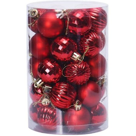 34 stk 6 cm Juleristrekulepynt i knustsikker plast