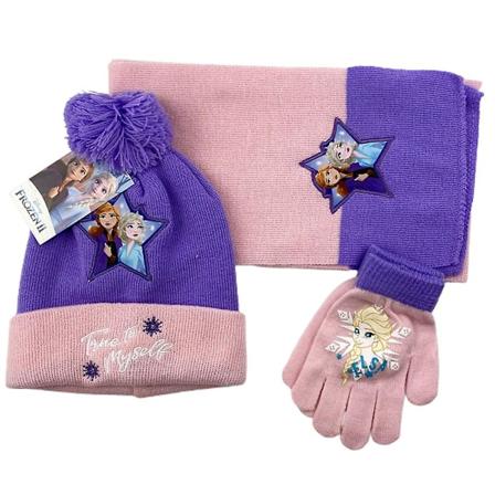 Pige Frozen Elsa Anna Print Børne Piger Vinter Varmt Strikket Beanie Hat Halsklæde Handsker Sæt C