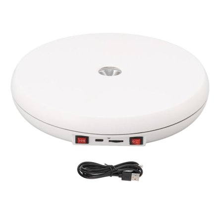 Elektrisk roterende displaybord LED-lys 25 cm lydløs 20 kg lastekapasitet dreieskive displaystativ for smykker hvit