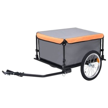 vidaXL Cykelvagn grå och orange 65 kg