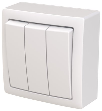 ABB Saga 10631A-916 Strömställare 3x1-polig, Strömbrytare & vägguttag