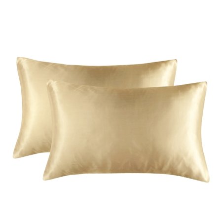 Satin örngott för hår och hud Queen - Guld örngott 2-pack 20x30 tum - Satin örngott 2-pack (champagne)