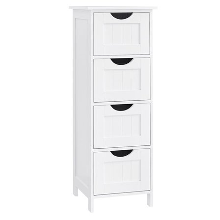 Smal badeværelseskommode med 4 skuffer – Hvid
