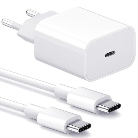 Oplader til Samsung - Hurtig oplader 20W USB-C - Adapter+kabel 2m Hvid