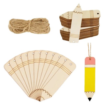 10 stk. tomme bogmærker med 5M snor blyantform