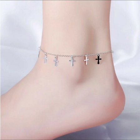 Mode Smycken för Kvinnor Silverpläterad Korsfotlänk Fotarmband